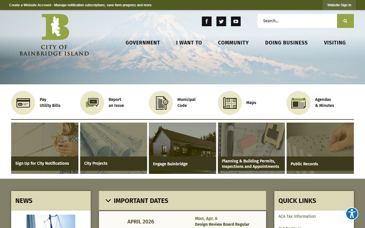 Bainbridge Island white pages city homepage