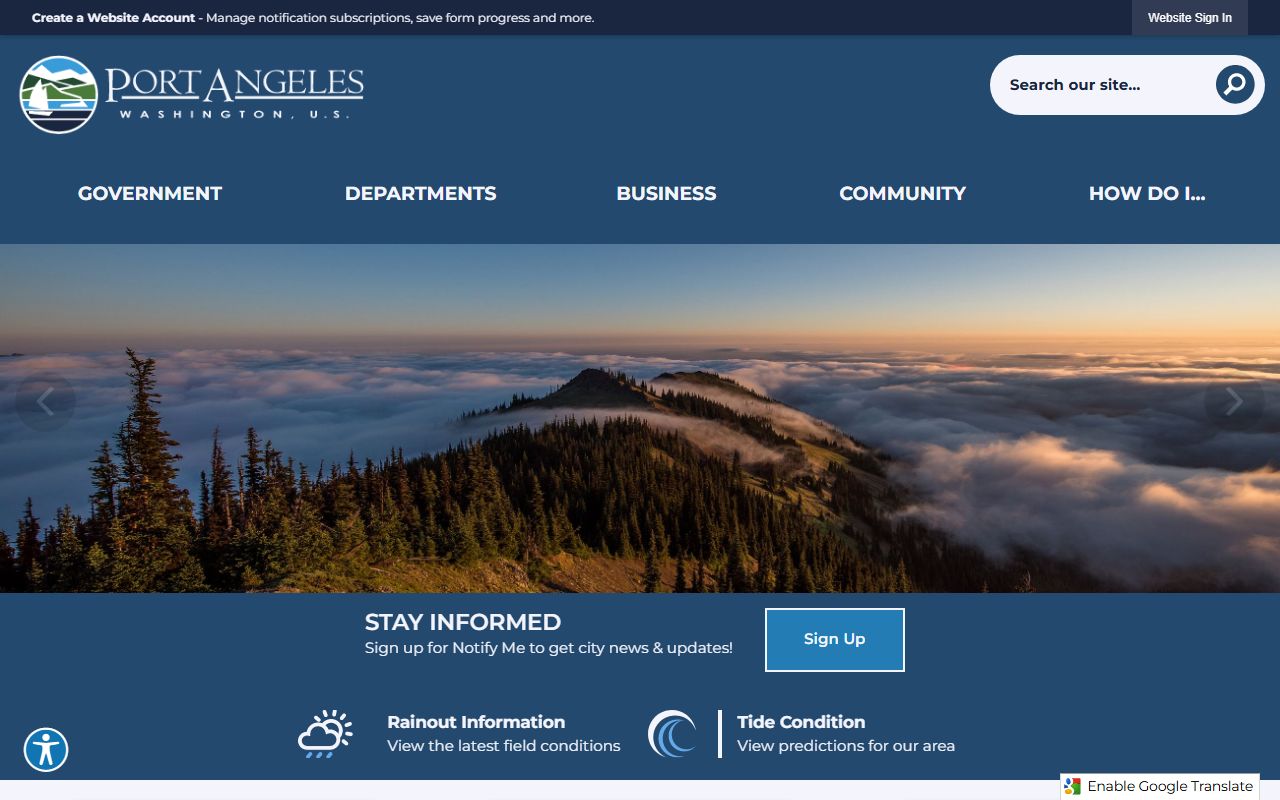 City of Port Angeles homepage for Port Angeles white pages search
