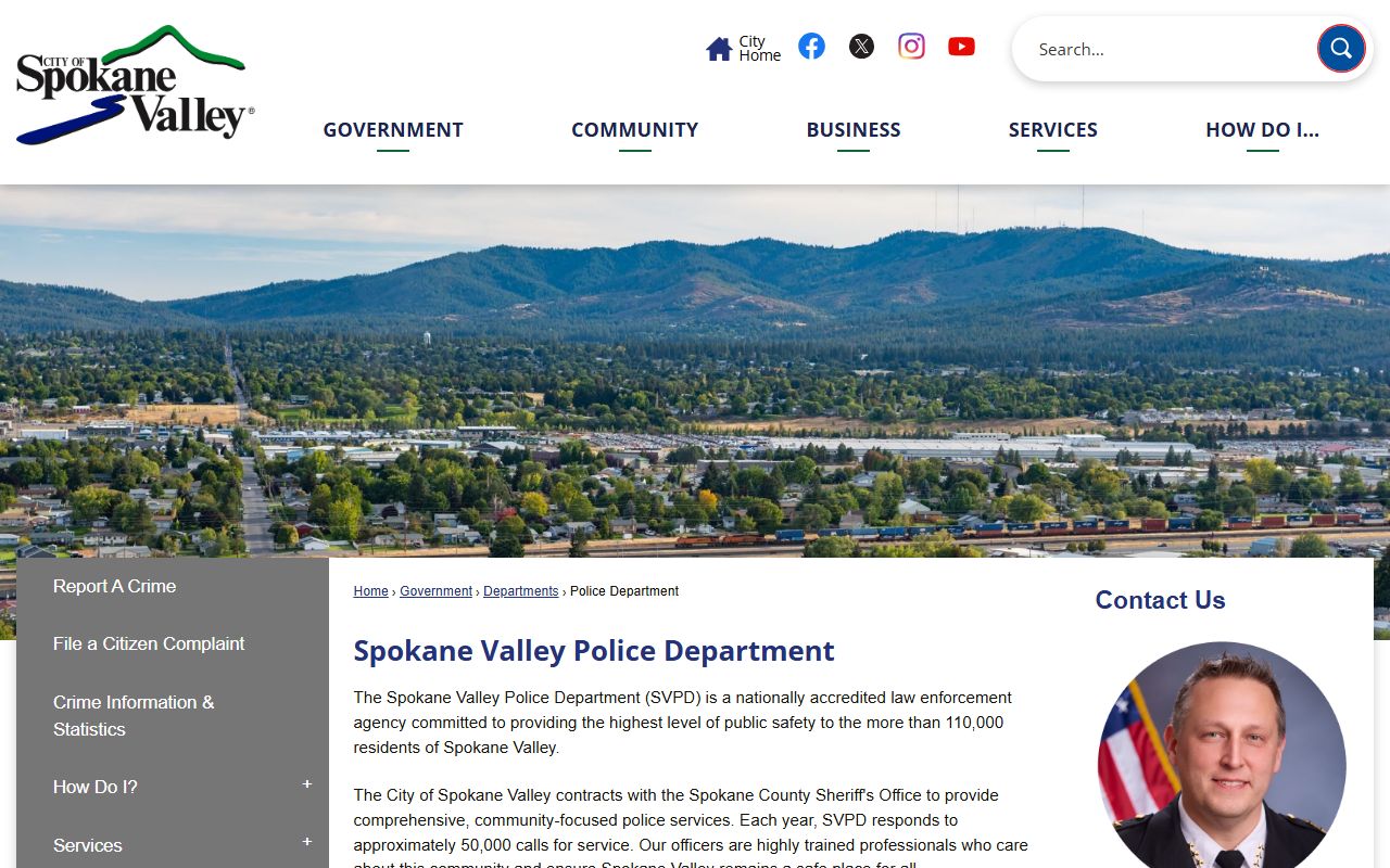 Spokane Valley Police Department white pages records site