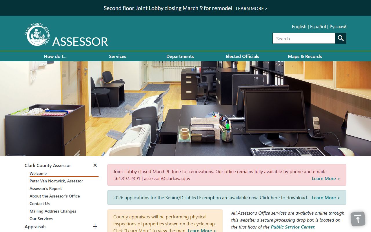 clark county white pages assessor office property search