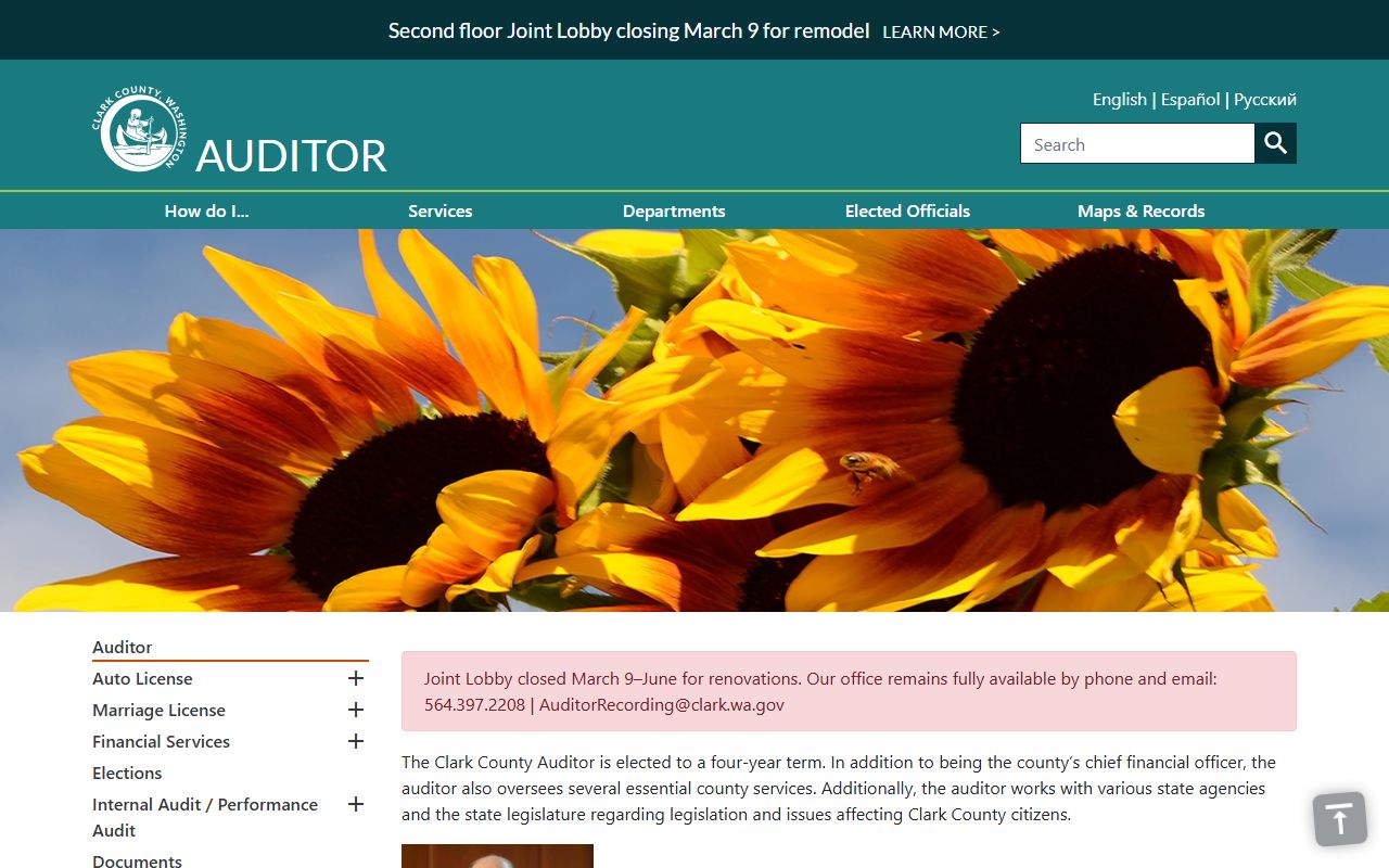 clark county white pages auditor office search