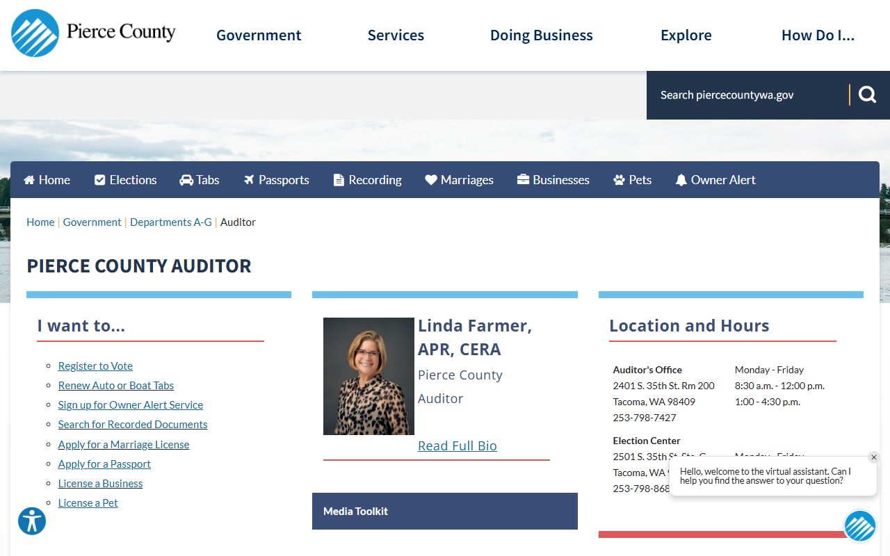 pierce county white pages auditor office records search