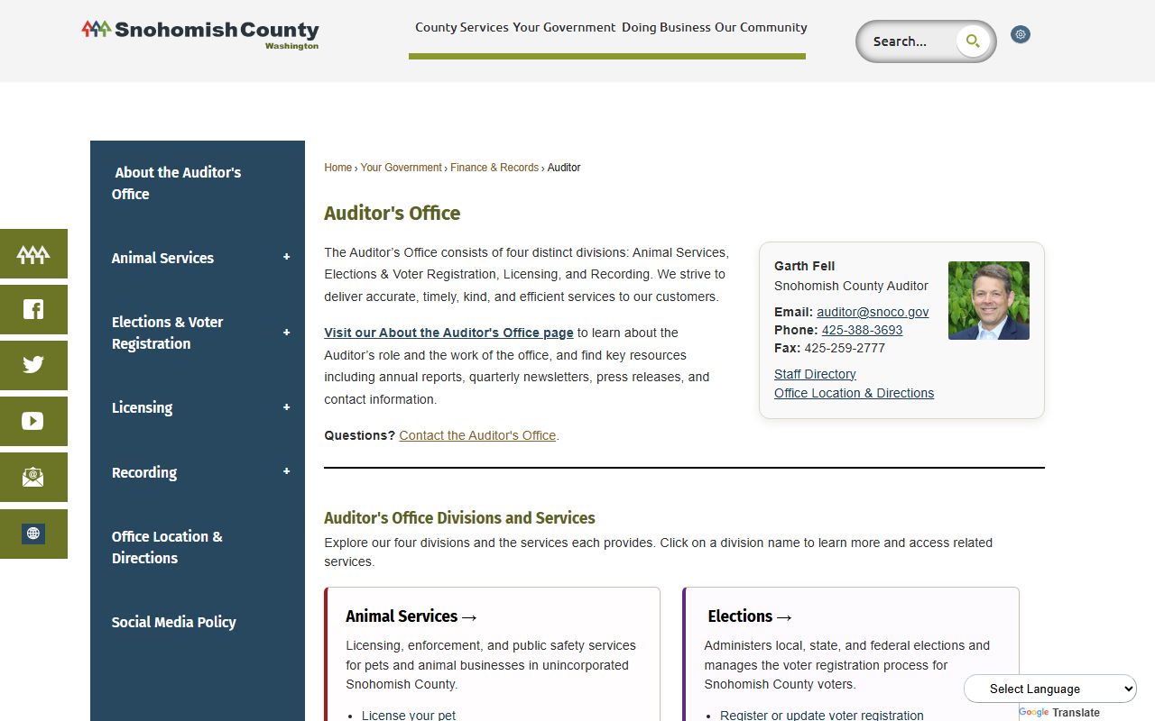 snohomish county white pages auditor office records