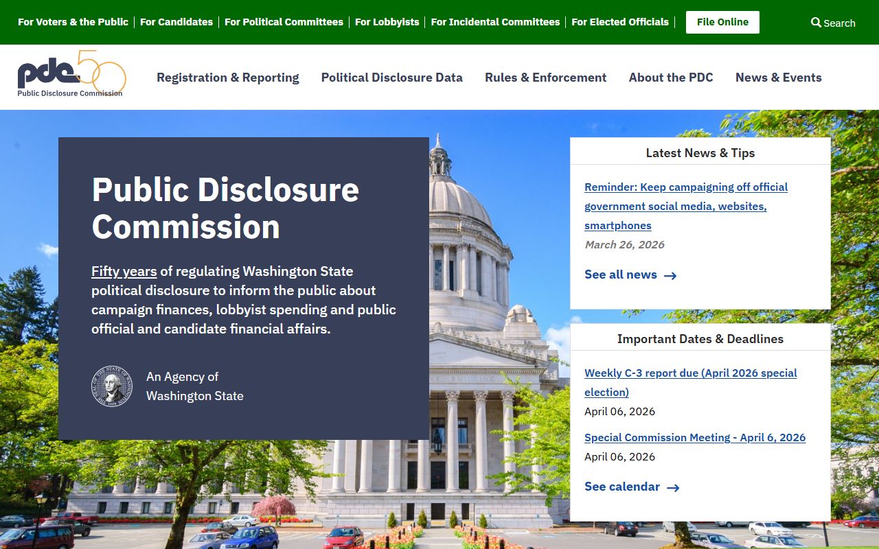 Washington Public Disclosure Commission white pages