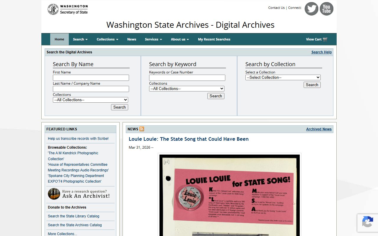 Washington State Digital Archives white pages people search